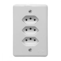 Conjunto Ilumi Stylus Branco Com Placa 3 Tomadas 2P+T. 20A. - 201211 Monobloco