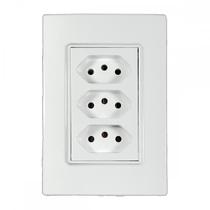 Conjunto Ilumi Vivaz Branco Com Placa 3 Tomadas 10A. - 78123 Monobloco