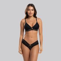 Conjunto IMI Lingerie Sutiã sem bojo Calcinha Asa Delta Renda Vic Conjunto IMI Lingerie Sutiã sem bojo Calcinha Asa Delta Renda Vic