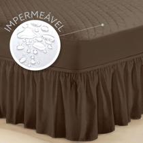 Conjunto Impermeável Capa de Colchão Casal King Marrom c/ Saia box