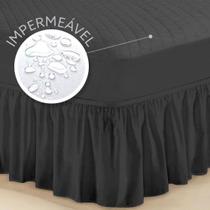 Conjunto Impermeável Capa de Colchão Casal Padrão Preto c/ Saia box
