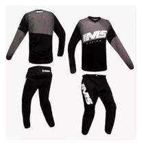 Conjunto Ims Mx Active Trilha Motocross Off Road Preto Cinza