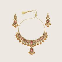 Conjunto Indiano Rosa Majestade Colar + Brincos Conjunto Indiano Rosa Majestade Colar + Brincos