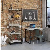 Conjunto Industrial 2 Peças com 1 Escrivaninha 90cm e 1 Estante 60cm 5 Prateleir Conjunto Industrial 2 Peças com 1 Escrivaninha 90cm e 1 Estante 60cm 5 Prateleir