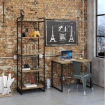 Conjunto Industrial 2 Peças com 1 Escrivaninha 90cm e 1 Estante 60cm 5 Prateleir Conjunto Industrial 2 Peças com 1 Escrivaninha 90cm e 1 Estante 60cm 5 Prateleir