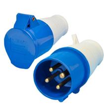 Conjunto Industrial Acoplador + Plug Macho Jng 3p+t 16a Azul
