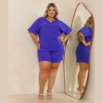 Conjunto Indy Blusa Manga Curta e Shorts Verão Plus Size Conjunto Indy Blusa Manga Curta e Shorts Verão Plus Size
