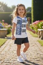 CONJUNTO INF. BLUSA estampa COM SHORTS jeans oncinha Nº 3 CONJUNTO INF. BLUSA estampa COM SHORTS jeans oncinha Nº 3