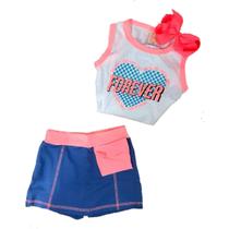 Conjunto Inf. Hrradinhos Menina Cotton Jeans Detalhes Neon