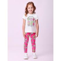 Conjunto Infanrtil Momi Blusa e Legging Perola/Rosa