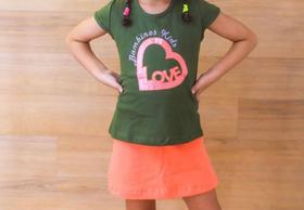 Conjunto Infantil 100% malha Short liso Blusa estampada Conjunto Infantil 100% malha Short liso Blusa estampada
