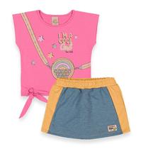 Conjunto Infantil 1a4 Menina Verão Blusa Shorts Saia Fashion