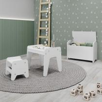 Conjunto Infantil 3 Pecas 1 Mesa 1 Banquinho 1 Bau Organizador Branco Conjunto Infantil 3 Pecas 1 Mesa 1 Banquinho 1 Bau Organizador Branco