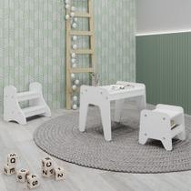 Conjunto Infantil 3 Peças 1 Mesa 1 Banquinho 1 Escada Movelbras Branco Conjunto Infantil 3 Peças 1 Mesa 1 Banquinho 1 Escada Movelbras Branco