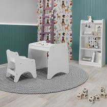 Conjunto Infantil 3 Pecas 1 Mesa 1 Cadeira com Regulagem 1 Estante Organizadora Branco Conjunto Infantil 3 Pecas 1 Mesa 1 Cadeira com Regulagem 1 Estante Organizadora Branco