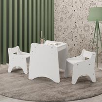 Conjunto Infantil 3 Pecas 1 Mesa 2 Cadeiras com Regulagem Branco Conjunto Infantil 3 Pecas 1 Mesa 2 Cadeiras com Regulagem Branco
