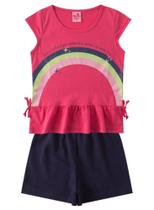 Conjunto infantil 3 peças arco-íris menina 8 a 12 un