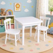 Conjunto Infantil 60x60 Com 2 Cadeiras - Branca - JM Móveis Conjunto Infantil 60x60 Com 2 Cadeiras - Branca - JM Móveis