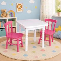 Conjunto Infantil 60x60 Com 2 Cadeiras - Rosa - JM Móveis Conjunto Infantil 60x60 Com 2 Cadeiras - Rosa - JM Móveis