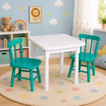 Conjunto Infantil 60x60 Com 2 Cadeiras - Turquesa - JM Móveis Conjunto Infantil 60x60 Com 2 Cadeiras - Turquesa - JM Móveis