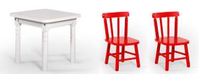 Conjunto Infantil 60x60 Com 2 Cadeiras - Vermelho - JM Móveis