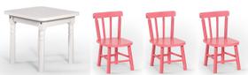 Conjunto Infantil 60x60 Com 3 Cadeiras - Rosa - JM Móveis