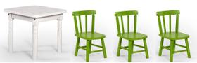 Conjunto Infantil 60x60 Com 3 Cadeiras - Verde - JM Móveis