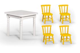 Conjunto Infantil 60x60 Com 4 Cadeiras - Amarelo - JM Móveis