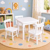 Conjunto Infantil 60x60 Com 4 Cadeiras - Branca - JM Móveis Conjunto Infantil 60x60 Com 4 Cadeiras - Branca - JM Móveis