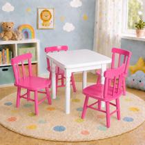 Conjunto Infantil 60x60 Com 4 Cadeiras - Rosa - JM Móveis Conjunto Infantil 60x60 Com 4 Cadeiras - Rosa - JM Móveis