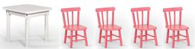 Conjunto Infantil 60x60 Com 4 Cadeiras - Rosa - JM Móveis