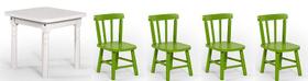 Conjunto Infantil 60x60 Com 4 Cadeiras - Verde - JM Móveis