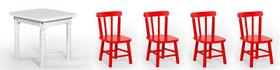 Conjunto Infantil 60x60 Com 4 Cadeiras - Vermelho - JM Móveis