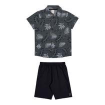 Conjunto infantil Alakazoo camisa natureza com botão Conjunto infantil Alakazoo camisa natureza com botão