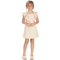 Conjunto Infantil amada short saia floral babados amada TAMANHO:4COR:BEGE