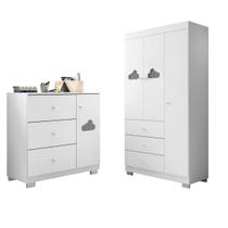Conjunto infantil Ane Guarda Roupa e Comoda MDF MDP Branco Pheonix Baby Conjunto infantil Ane Guarda Roupa e Comoda MDF MDP Branco Pheonix Baby