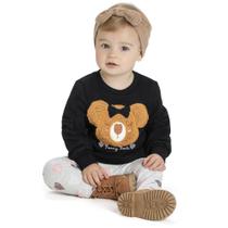 Conjunto Infantil Angerô em Moletom Felpado e Cotton Preto