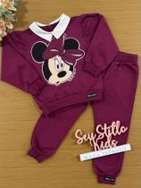 Conjunto Infantil Animê Inverno com Calça e Casaco Vinho Minnie com Strass Conjunto Infantil Animê Inverno com Calça e Casaco Vinho Minnie com Strass