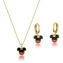 Conjunto infantil argola e colar mickey
