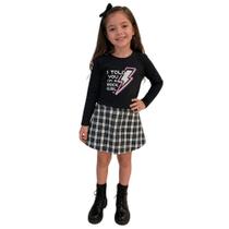 Conjunto Infantil Baby Look Longa Shorts Saia Boca Grande
