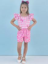 Conjunto Infantil Barbie Xadrez Rosa Menina Blogueirinha - Blusa e Short Conjunto Infantil Barbie Xadrez Rosa Menina Blogueirinha - Blusa e Short