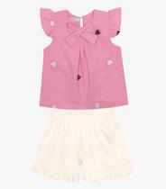 Conjunto Infantil Bata Com Shorts Trick Nick Rosa