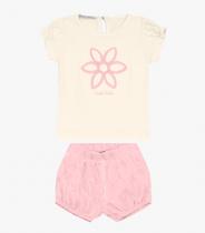 Conjunto Infantil Bata com Shorts Trick Nick Rosa Conjunto Infantil Bata com Shorts Trick Nick Rosa