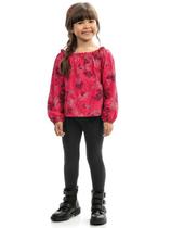 Conjunto Infantil Bata e Legging 2 peças Vermelho Tam 4 a 14 - Kamylus