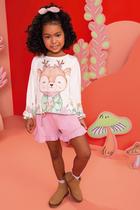 Conjunto Infantil Bata ML em Malha Fresh Alce Escolar e Shorts em Molevisco - kukiê Conjunto Infantil Bata ML em Malha Fresh Alce Escolar e Shorts em Molevisco - kukiê