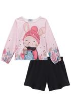Conjunto Infantil Bata ML em Malha Fresh Coelinha Gorro e Shorts em Molevisco - kukiê Conjunto Infantil Bata ML em Malha Fresh Coelinha Gorro e Shorts em Molevisco - kukiê