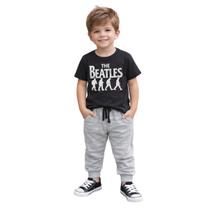 Conjunto Infantil Beatles Camiseta Preta Calça Moletom Luxo - Conjunto Infantil Beatles Camiseta Preta Calça Moletom Luxo -