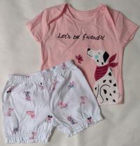 Conjunto Infantil Bebê Blusa e Short 100% algodão Marisol Play