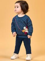 Conjunto Infantil Bebê Blusão Moletom Felpado Poá e Legging Lisa Flanelada Elian