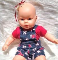 Conjunto Infantil Bebê com Camiseta e Jardineira em Meia Malha Floral Elian